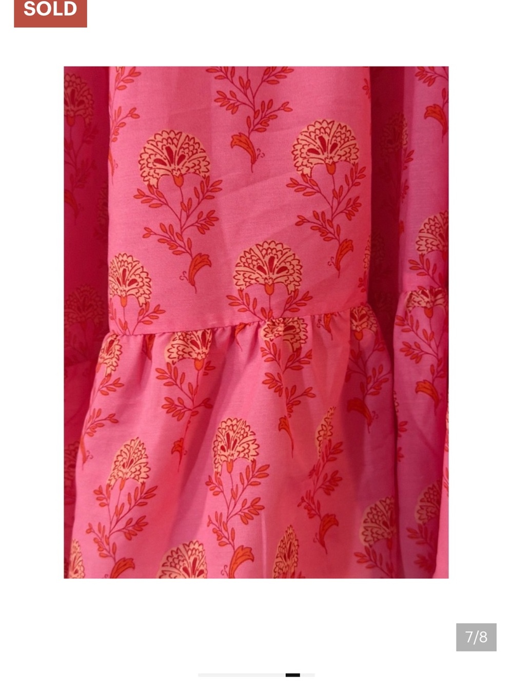 Pink Floral Tiered Babydoll Dress - Picture 6 of 7